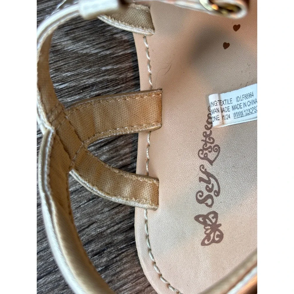 Self Esteem Girls Gold Glitter Butterfly Gladiator Sandals Size 11 LF88964